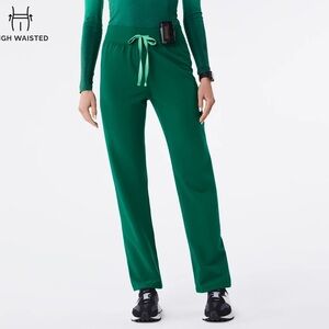 Figs Hunter Green women’s Livingston Basic Scrub Pants, XS petite